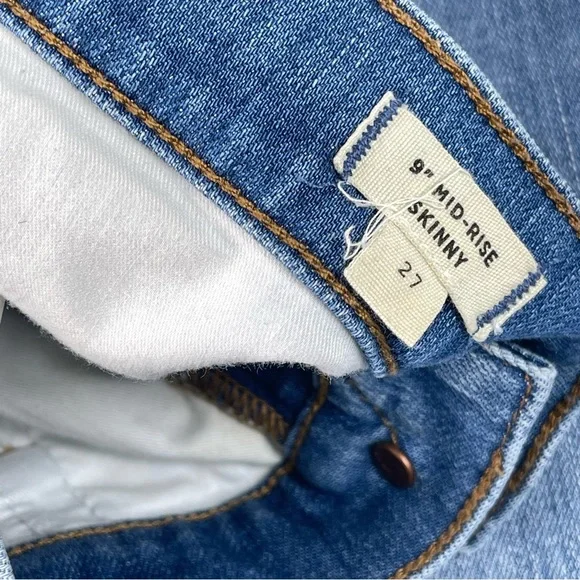 MADEWELL skinny JEANS 9” mid-rise Distressed medium wash blue denim jeans 27 - Picture 6 of 11